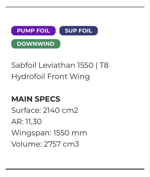 Sabfoil Leviathan 1750-1550 -1350 Dock start pump foil