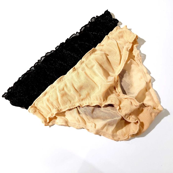 2-pak L tiulowe figi bikini połyskujący materiał