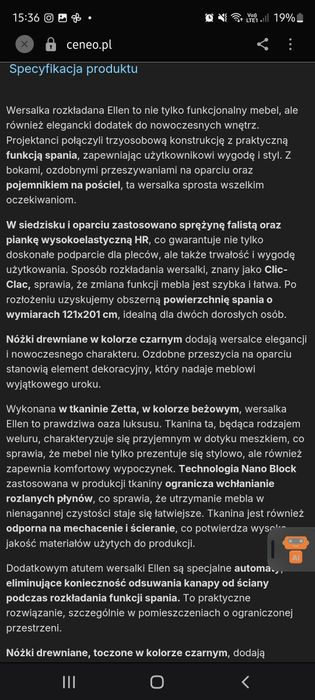 Sofa rozkładana ellen beż abra