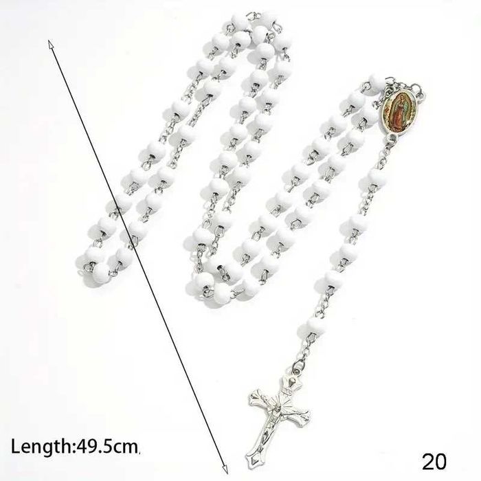 Білий розарій з дерев'яними намистинами з ароматом в коробочці, чотки