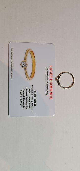 Anel 18 K novo com certificado