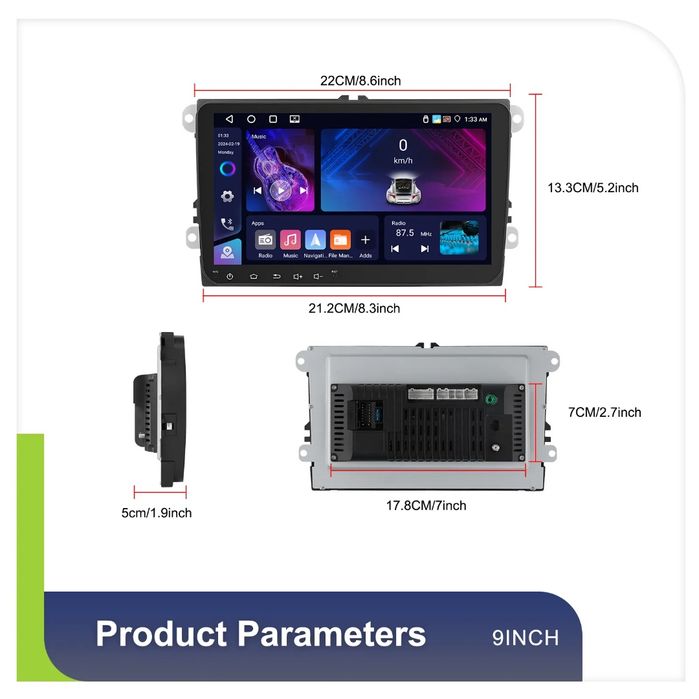 Rádio Android com Carplay 9 polegadas VW Seat Skoda 4/64GB WiFi GPS BT