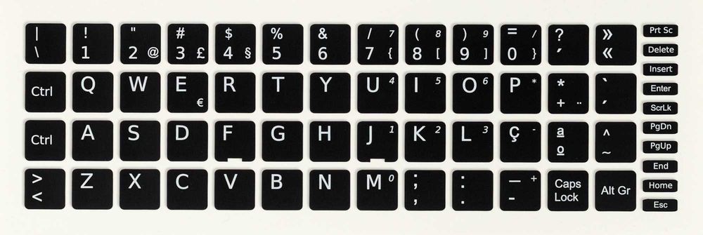 Película Teclado Autocolante Preto Windows PT 13x13 Keyboard Stickers