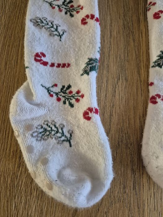 Białe rajstopki rajstopy świąteczne