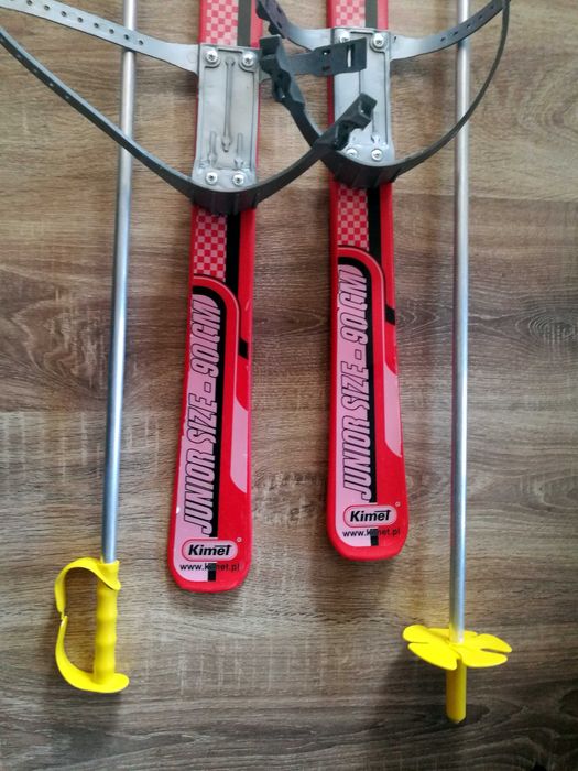 Narty dziecięce plastikowe junior size 90 cm + kijki na buty okazja