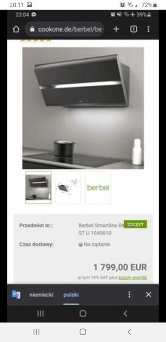 Okap berbel niemiecki  90CM BKH 90