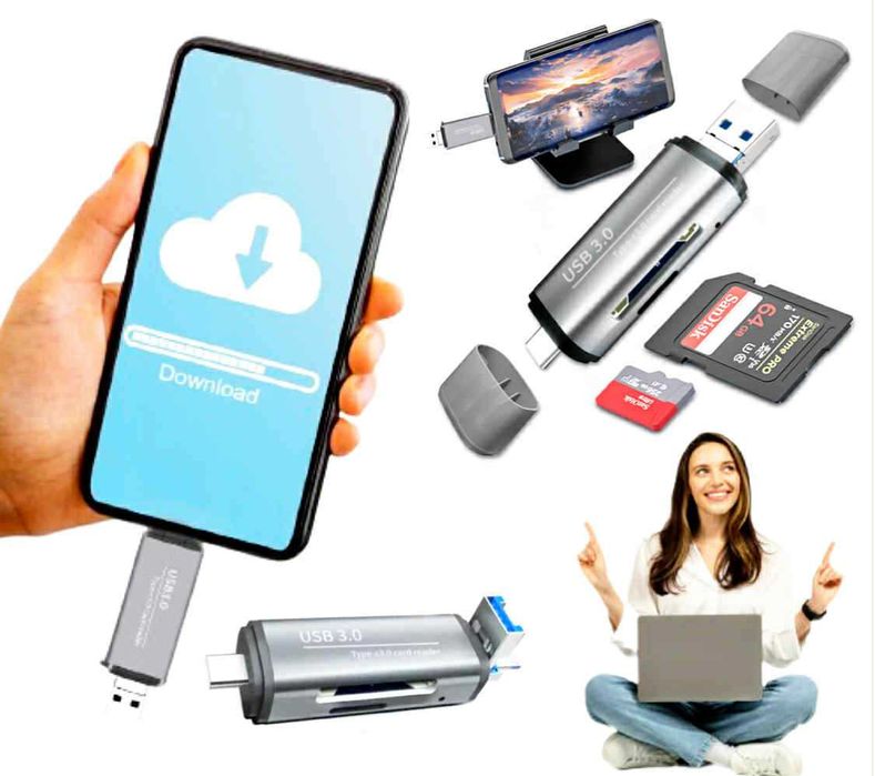 Czytnik kart SD microSD USB 30 Typ C adapter szybki uniwersalny