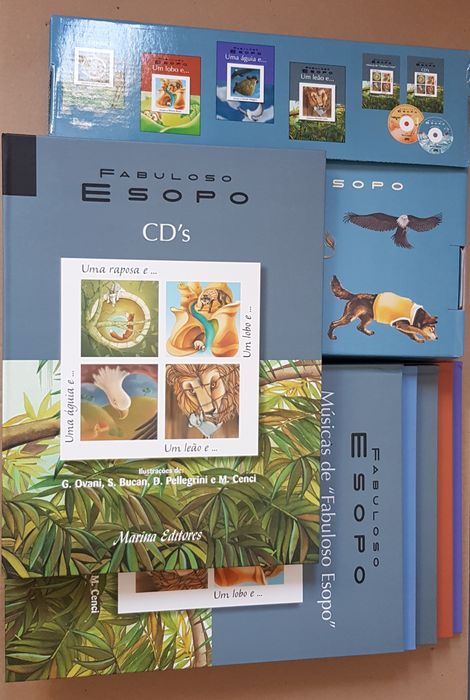 Fabuloso Esopo - 5 livros e 2 cd's de música novos na caixa original