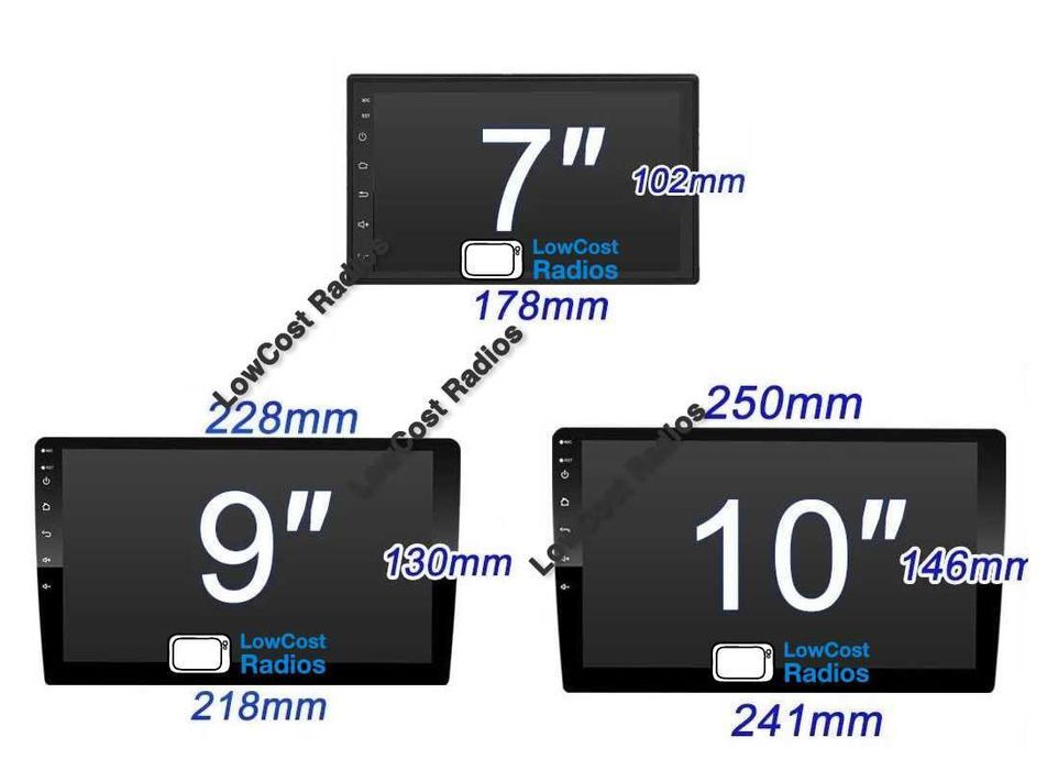Rádio 2DIN, Tablet Host 7", 9", 10" - Android 15 - GPS, BT, USB, Wifi