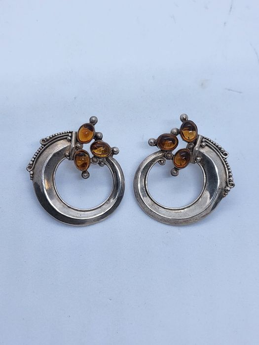 Серьги  янтарь серебро 925