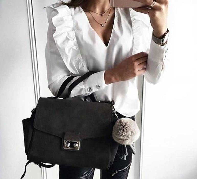 mala de pele croute antracite ZARA