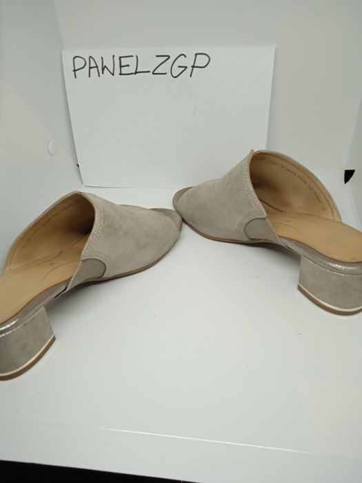 Klapki ryłko skórzane Ara eleganckie na obcasie rozmiar 36