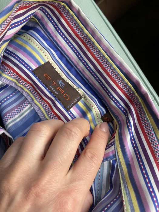 Męska koszula Etro Milano kolorowa rozm L 42 st. idealny