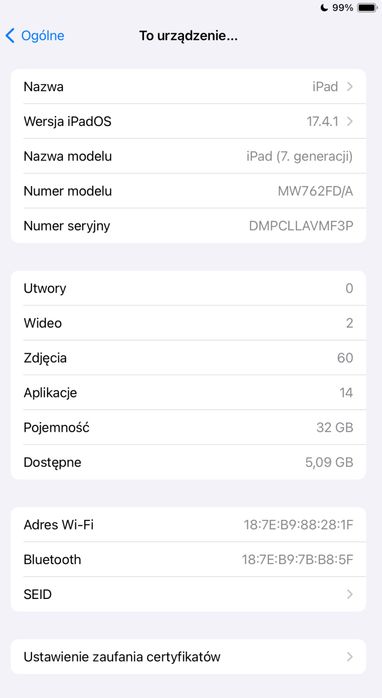 Ipad 7 generacji 32 gb WiFi RoseGold