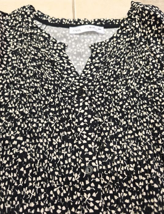 Vestido Preto Florido Novo da Zara