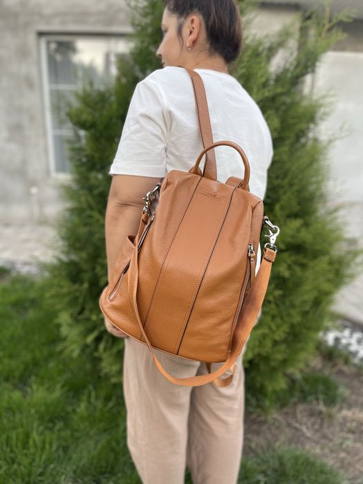 Кожаный рюкзак с защитой от кражи