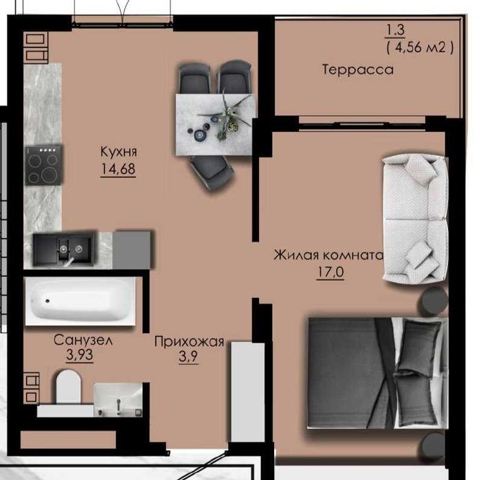 Квартира с террасой жк Приморские сады