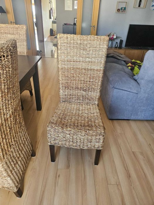 Conjunto de 6 Cadeiras de Sala de Jantar em Fibra Natural – Usadas
