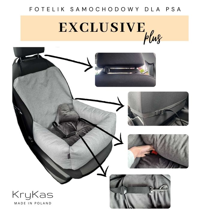 Fotelik samochodowy dla psa EXCLUSIVE PLUS - wysyłka GRATIS