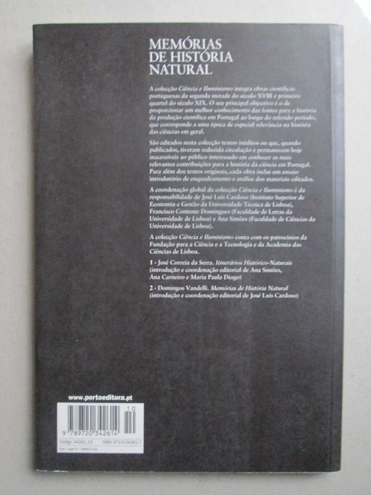 Memórias de História Natural, de Domingos Vandelli e José Luís Cardoso