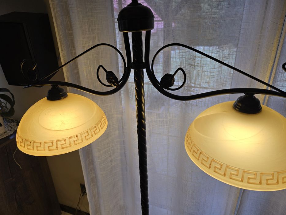 Zestaw lamp stojące i sufitowe postarzane złoto