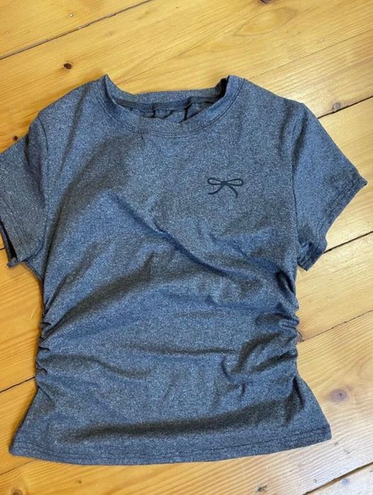 Сірий топ y2k з бантиком