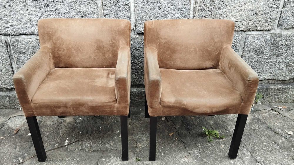 2x Cadeirões tecido e madeira