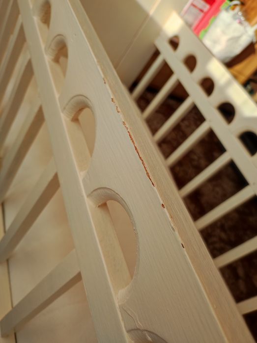 Retro kołyska biała drewniana drewno sosnowe łóżeczko dla dziecka