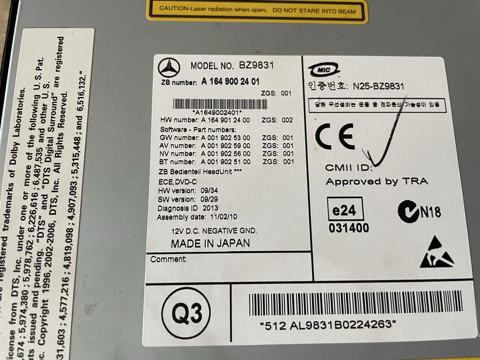 Radio Command Navi Mercedes GL X164 LIFT ML W164 LIFT BZ9831