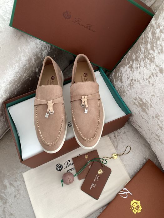 Лофери бежеві руді замшеві жіночі loro piana sammer walk