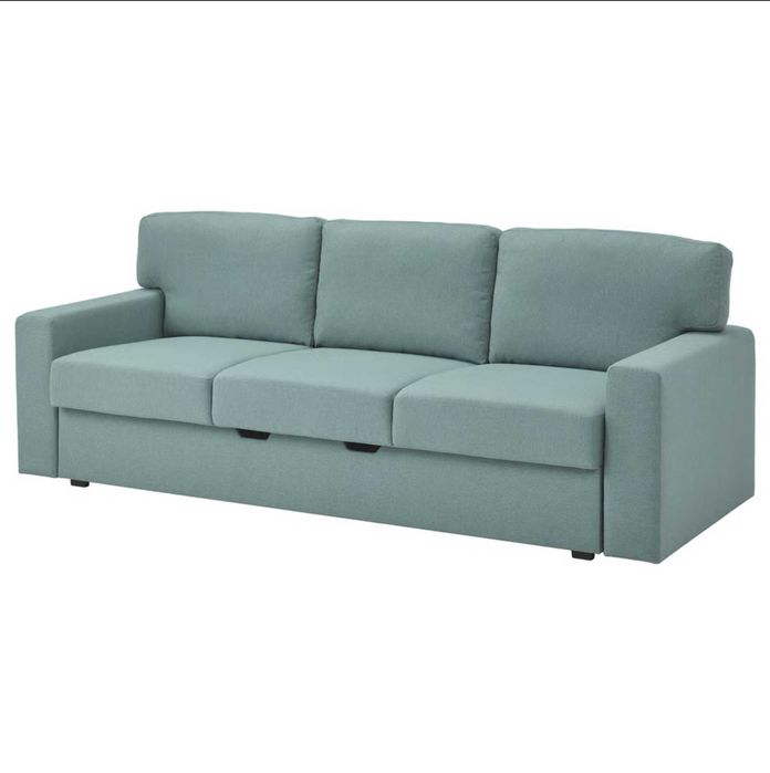 Sofá-cama IKEA BÅRSLÖV 3 lugares, cinzento-turquesa – ótimo estado