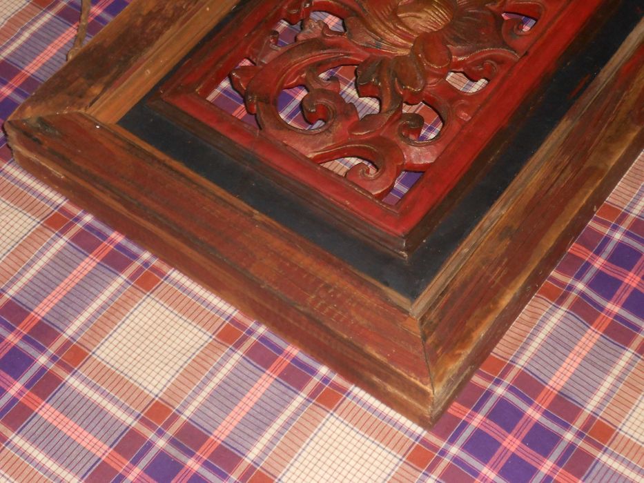 Quadro talha chinesa emoldurada decoraçao