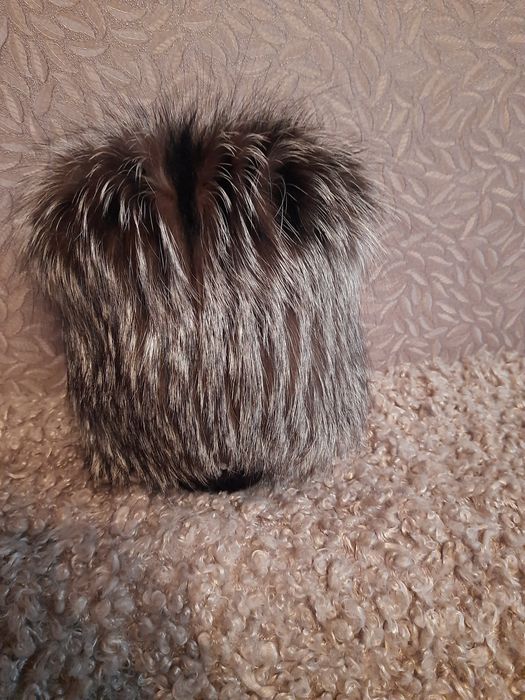 Шапка-кубанка из набивного меха чернобурки  55-60 р -300 гр