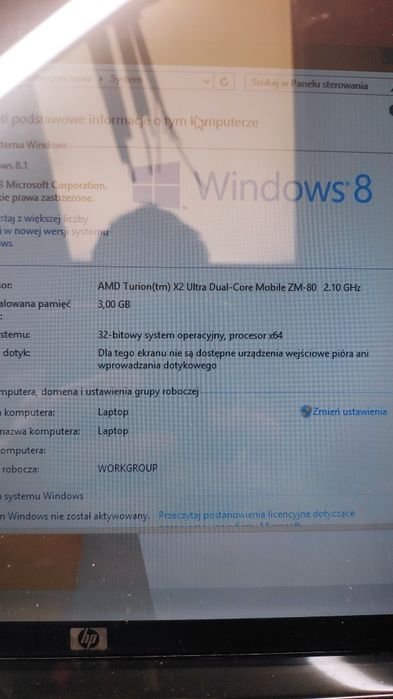 HP dv5 staruszek z win 8.
