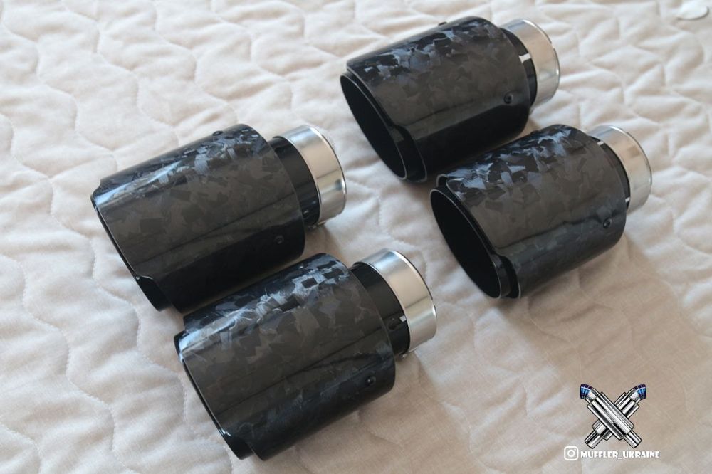 Насадки глушителя карбон кованый (Акрапович, БМВ, выхлоп, Ремус)