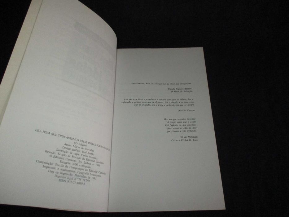 Livro Era bom que trocássemos umas ideias sobre assunto Mário Carvalho