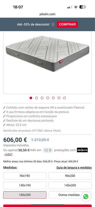 Colchão de cama como novo