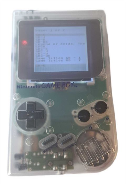 Game Boy Classic – Transparent - Podświetlany IPS LCD - Flash Cart 8GB