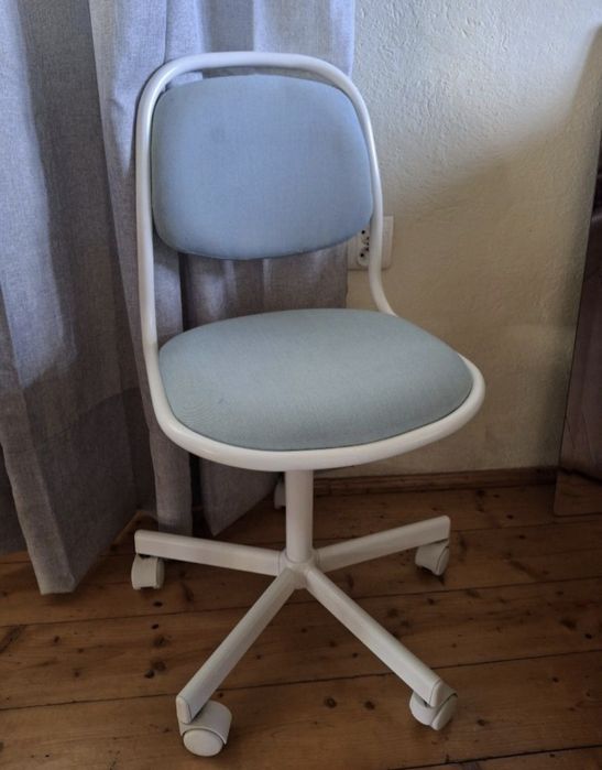 Krzesło dla dzieci IKEA orfjall białe niebieskie turkus