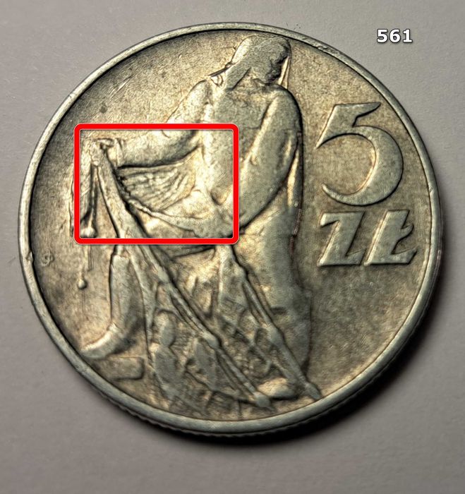 5 zł Rybak z 1973 r, destrukt, pełne słoneczko rzadko spotykana nr 561