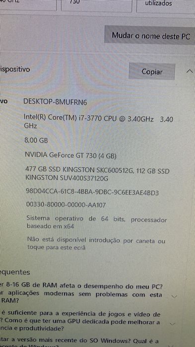 PC Torre fixa completo i7 + Monitor 22”  (Venda ou Troca)