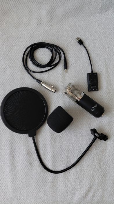 Mikrofon studyjny Media-Tech + ramię + Pop-Filter + karta USB | Stan jak nowy!