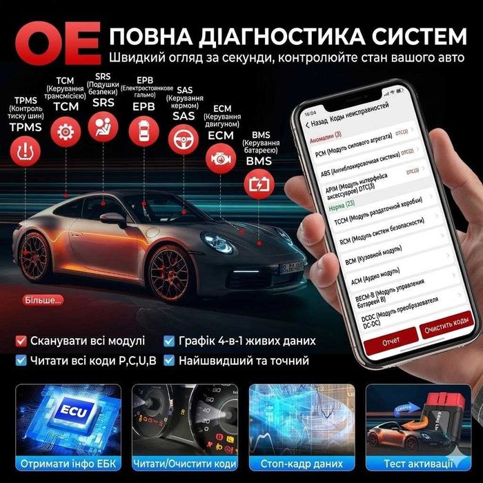 Автосканер Ediag Link сканер помилок Kingbolen OBD2