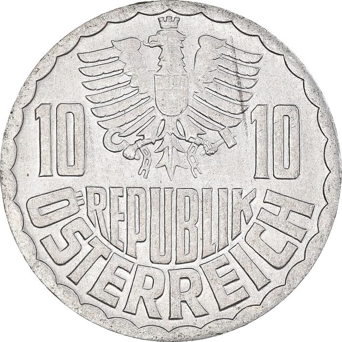 Moeda, Áustria, 10 Groschen, 1975