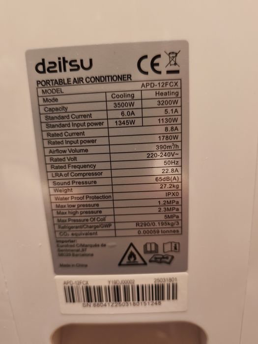 Ar condicionado portátil Daitsu quente e frio