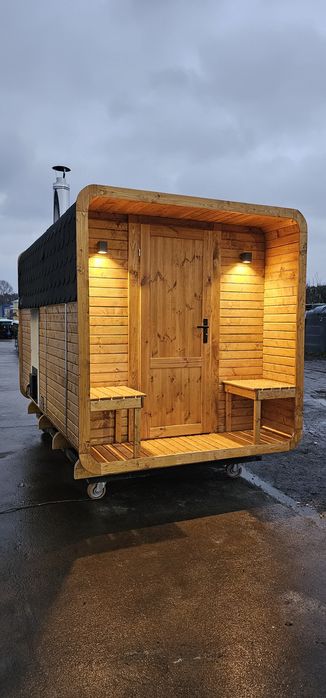 NOWA sauna ogrodowa z przedsionkiem piec elektryczny Harvia