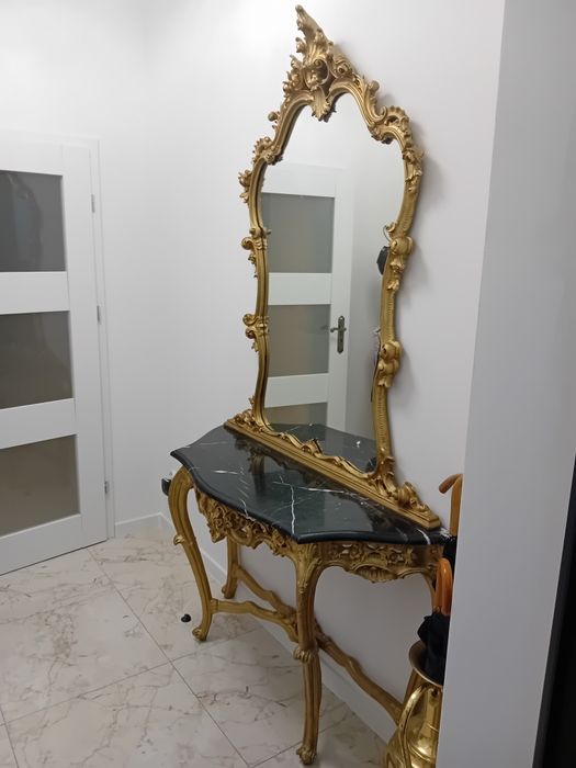 Toaletka,Konsola Barakowa z marmurowym  blatem