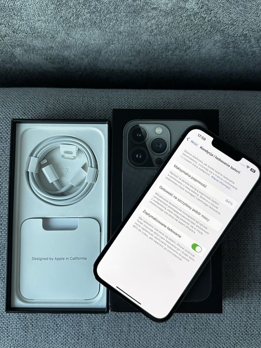 iPhone 13 PRO 128GB*Graphite*84% KONDYCJI BATERII*Stan idelany*Cały komplet w oryginale!