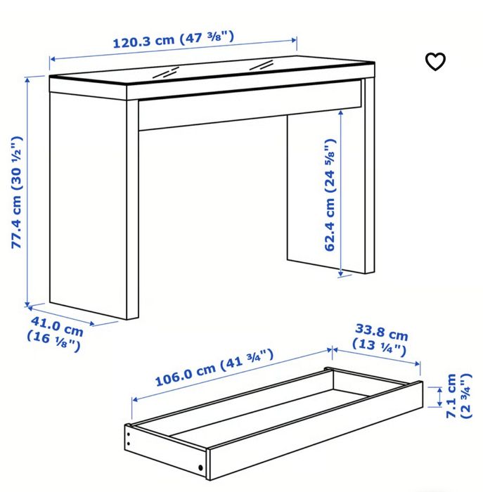 Toucador Branco 120x41 cm