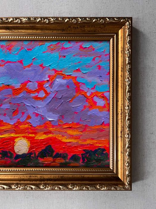 Oryginalny obraz olejny Cynobrowa Gwiazda w ramce